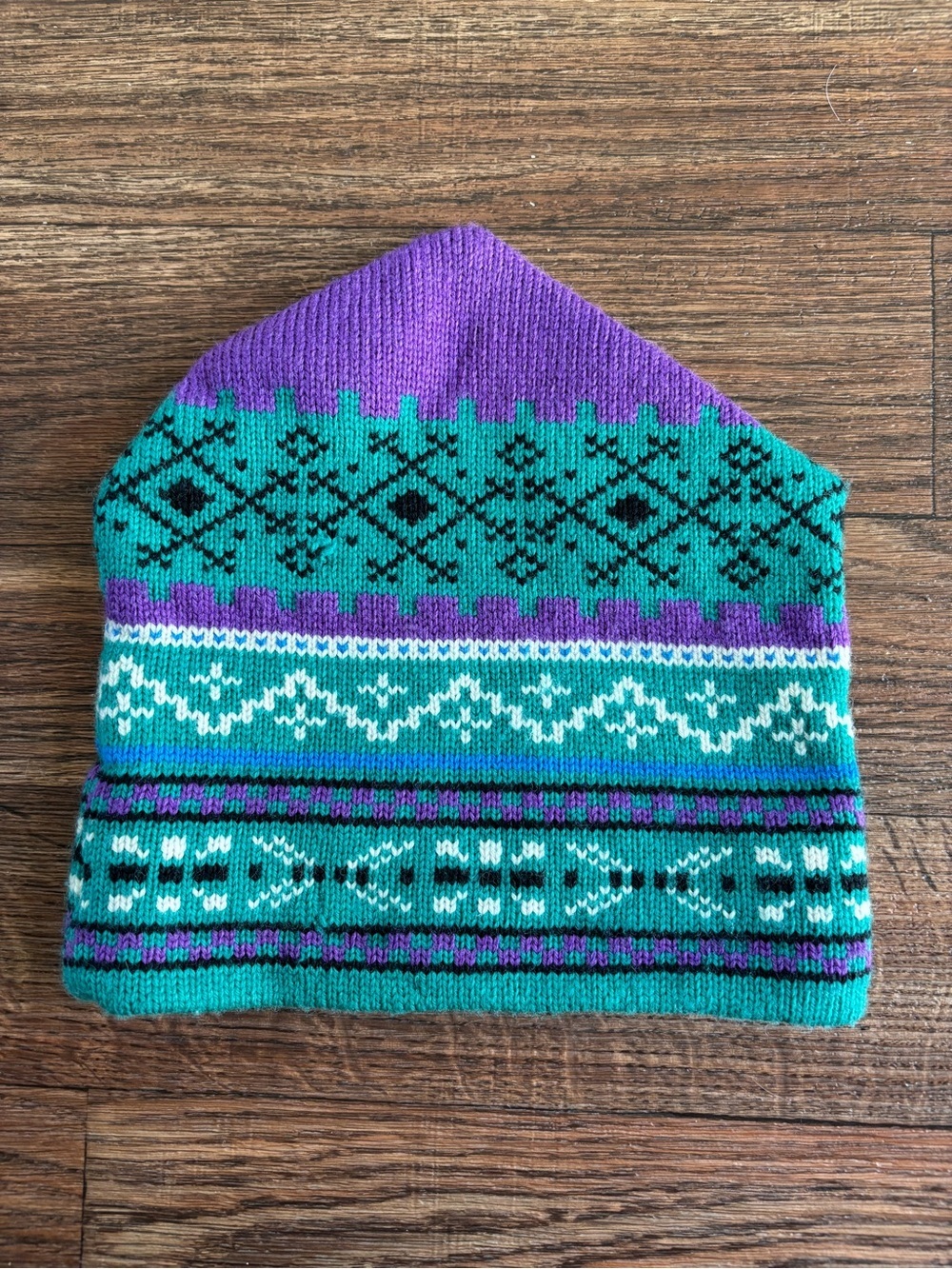 Vintage 80s The North Face USA Wool Geometric Ski Beanie Toque